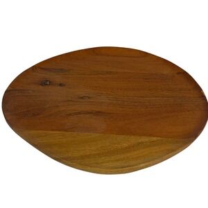 Crate & Barrel Byhring Wood Platter Round Serving Tray Brown 577-374 India